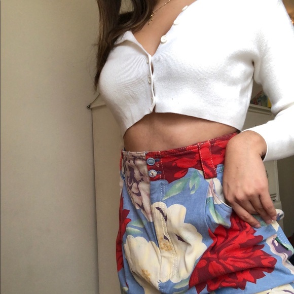 Vintage 80s denim floral skirt - Picture 3 of 3